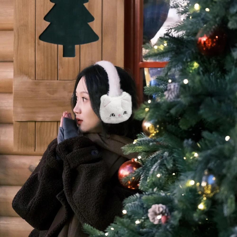 Cute Cartoon Cat Earflap Coldproof Thicken Ear Cover Soft Warm Plush Earmuffs for Women Girls