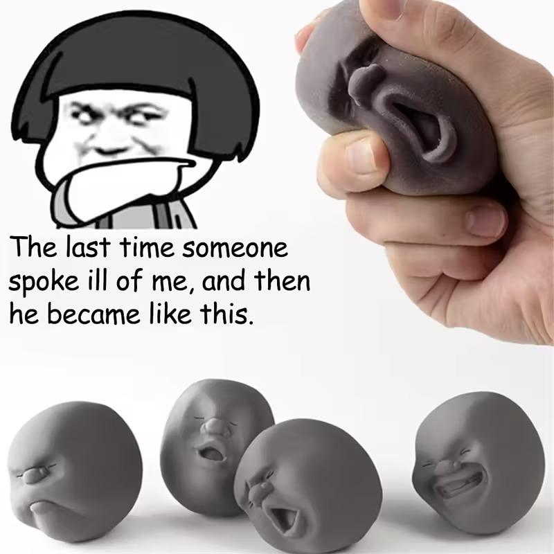 2Pcs Funny Face Ball Stress Relief Fidget Toy Set, Perfect Gift for Adults & Teens, Christmas Novelty, Classroom Reward, Fun Relaxation Item, Stress Relief Gadgets