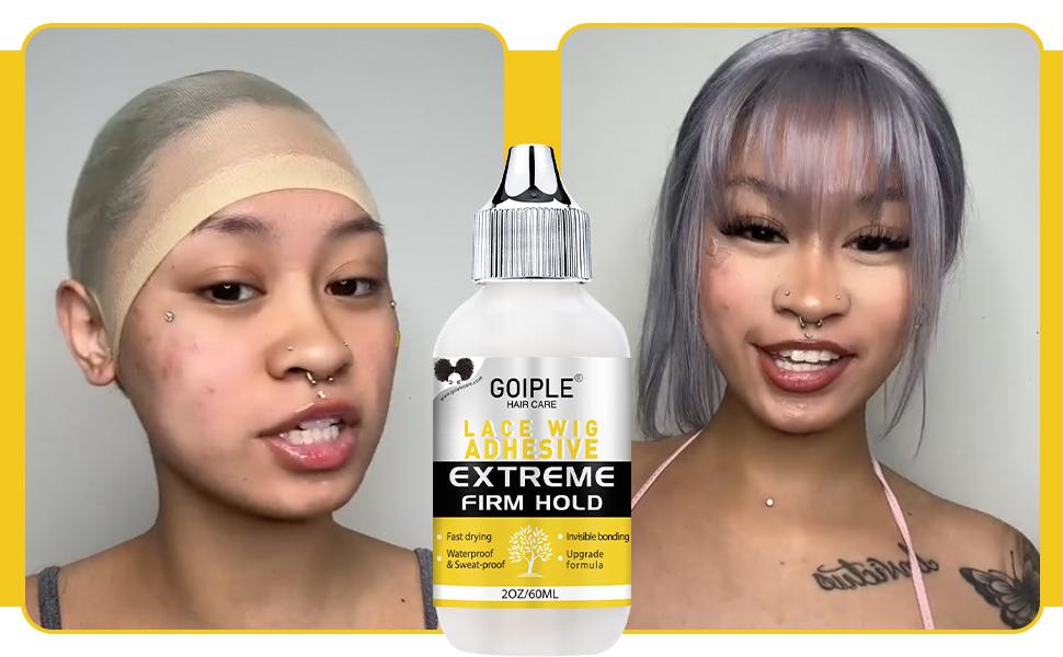 【Valentinesdaygift】Goiple Waterproof Lace Glue for Wigs - 60ML Strong Hold, Fast Dry Transparent Glueless Straight Hair Hair Weft Extensions