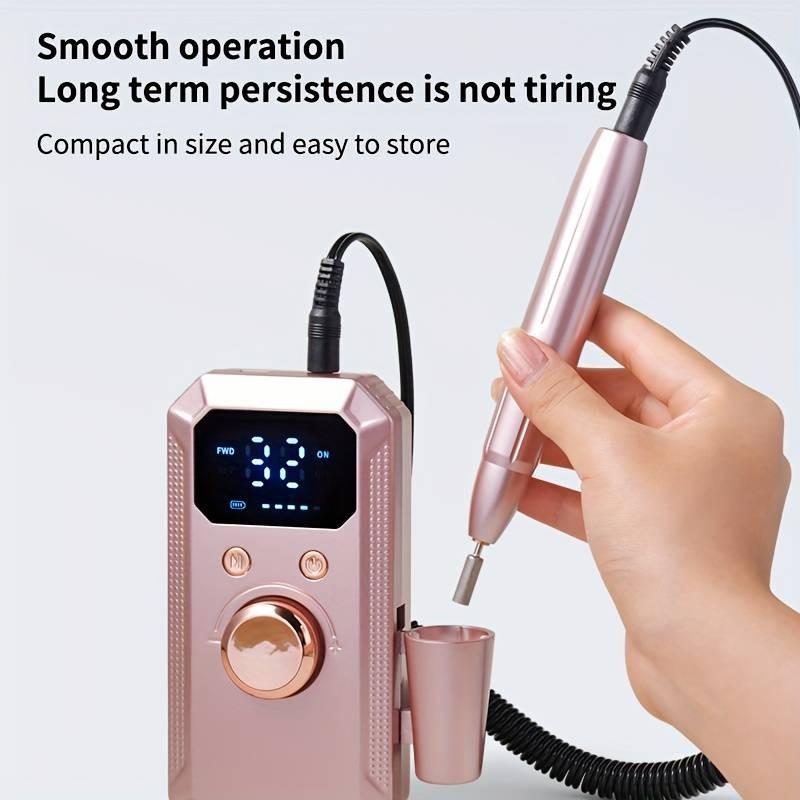 BASIC SUPPLY Professional electric nail polishing machine, LED display screen, multiple polishing heads, 32 adjustable gears, forward and reverse rotation polishing, high-efficiency power, compact design, perfect gift for female nail art