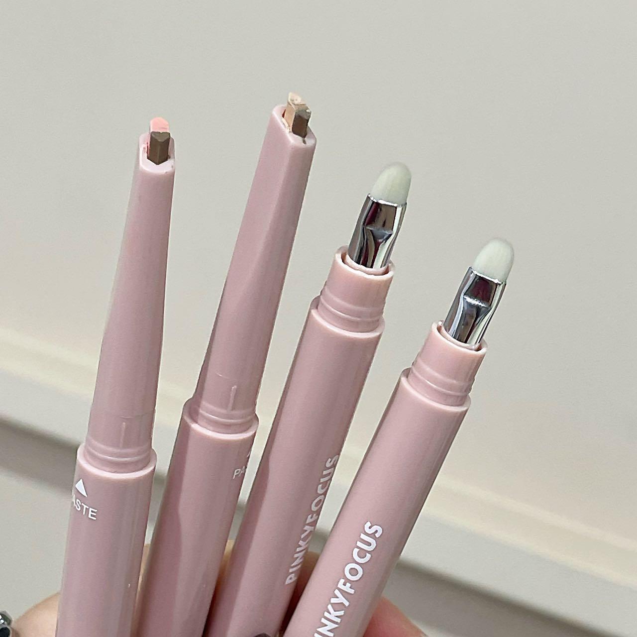 PINKYFOCUS 3D Dual-Color Aegyo-sal Eyeshadow Stick: Multi-purpose for highlighting and contouring, comes with a brush applicator, provides natural color payoff, instantly enlarges eyes, and easily creates a 3D eye makeup look.