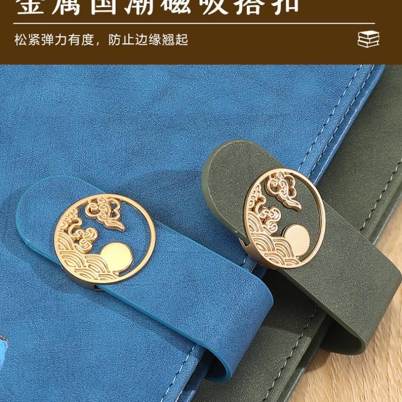 National Trend Notebook, Qianli Jiangshan Map Cover, 100 Sheets 200 Pages, Magnetic Clip, Ideal for Business Office Meeting Notes