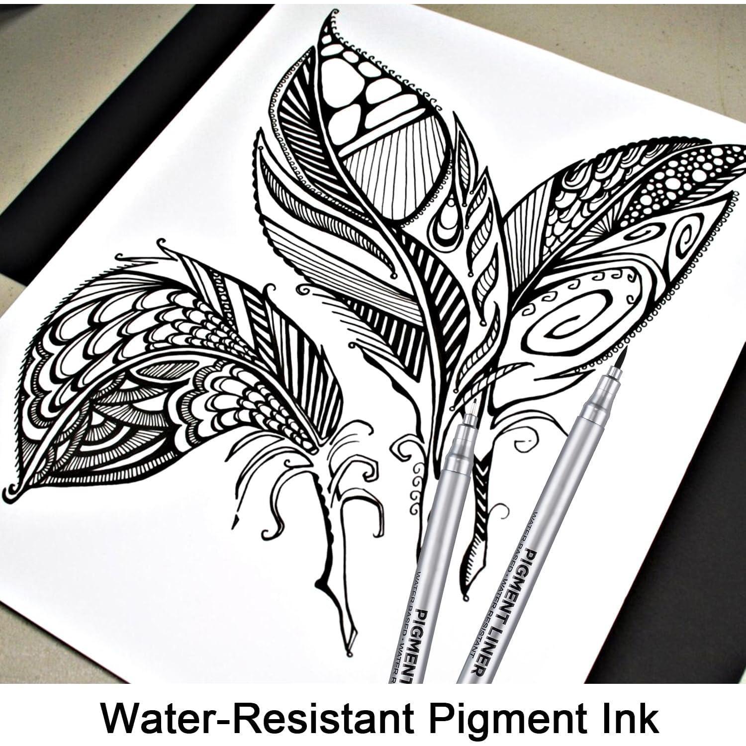 -Pen Fineliner Pens, Black Pigment Liner Multiliner Archival Ink  Fine Point Pens for Drawing, Sketching, Journaling, Doodling, 9 Pack