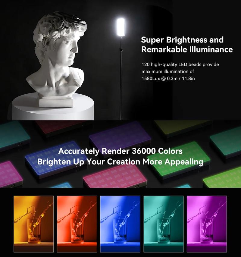 SmallRig RM120 RGB Video Light, 5000mAh 180 Minutes Portable Camera Light 7W Output Power, LED Video Light Panel, 2500-8500K CRI TLCI 98+ for TikTok, Content Creator, Photographer 3808 SmallRig RM120 RGB Video Light, 5000mAh 180 Minutes Portable Camera Light 7W Output Power, LED Video Light Panel, 2500-8500K CRI TLCI 98+ for TikTok, Content Creator, Photographer 3808