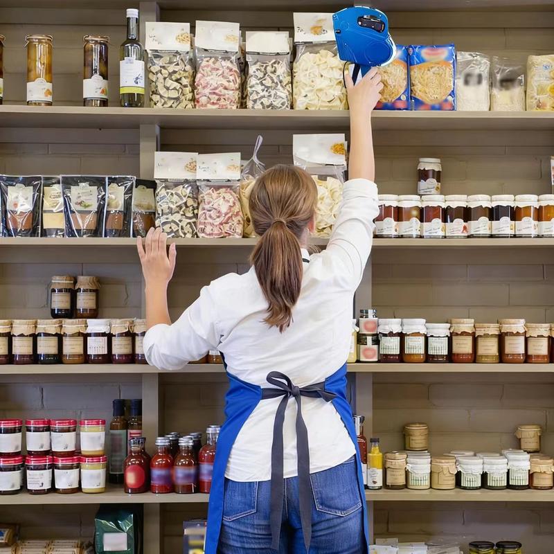 1 pcs MX-5500 8 Digits Price tag Blue/ Red Stick Device with 5000 Sticker Labels and 2 Ink Refill, Label Maker Portable Label Printer Pricing Stick Device Kit Numerical Tag Stick Device for Office, Retail Shop, Grocery Store, Garment