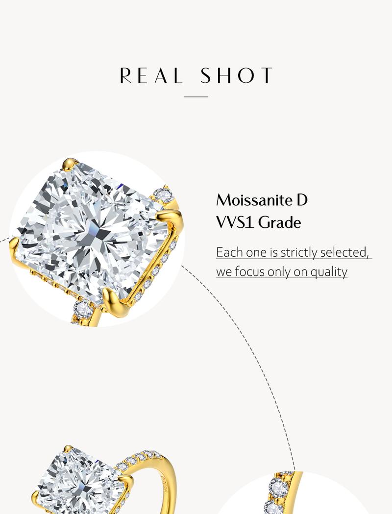 4.0CT Synthetic Moissanite Radiant Cut 10*8mm Ring Sunset Color For Woman Man Gift Annieversary Valentine‘s Day D Color VVS1 R105