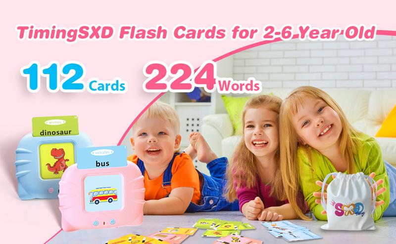 Bilingual Flash Card Learning Device English Spanish Talking Cards for Toddlers Ages 2-4 with 224 Sight Words Ideal Halloween Christmas 2026 New Year Gift Educational Sensory Tool - Vocabulary Flashcards