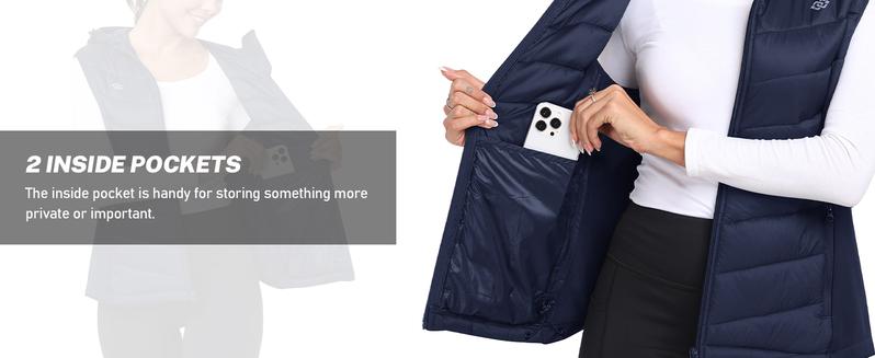 MoFiz Women's Puffer Vest Lightweight Hooded Warm Fleece Lined Hybrid Softshell Hiking Winter Sleeveless Zip Vest