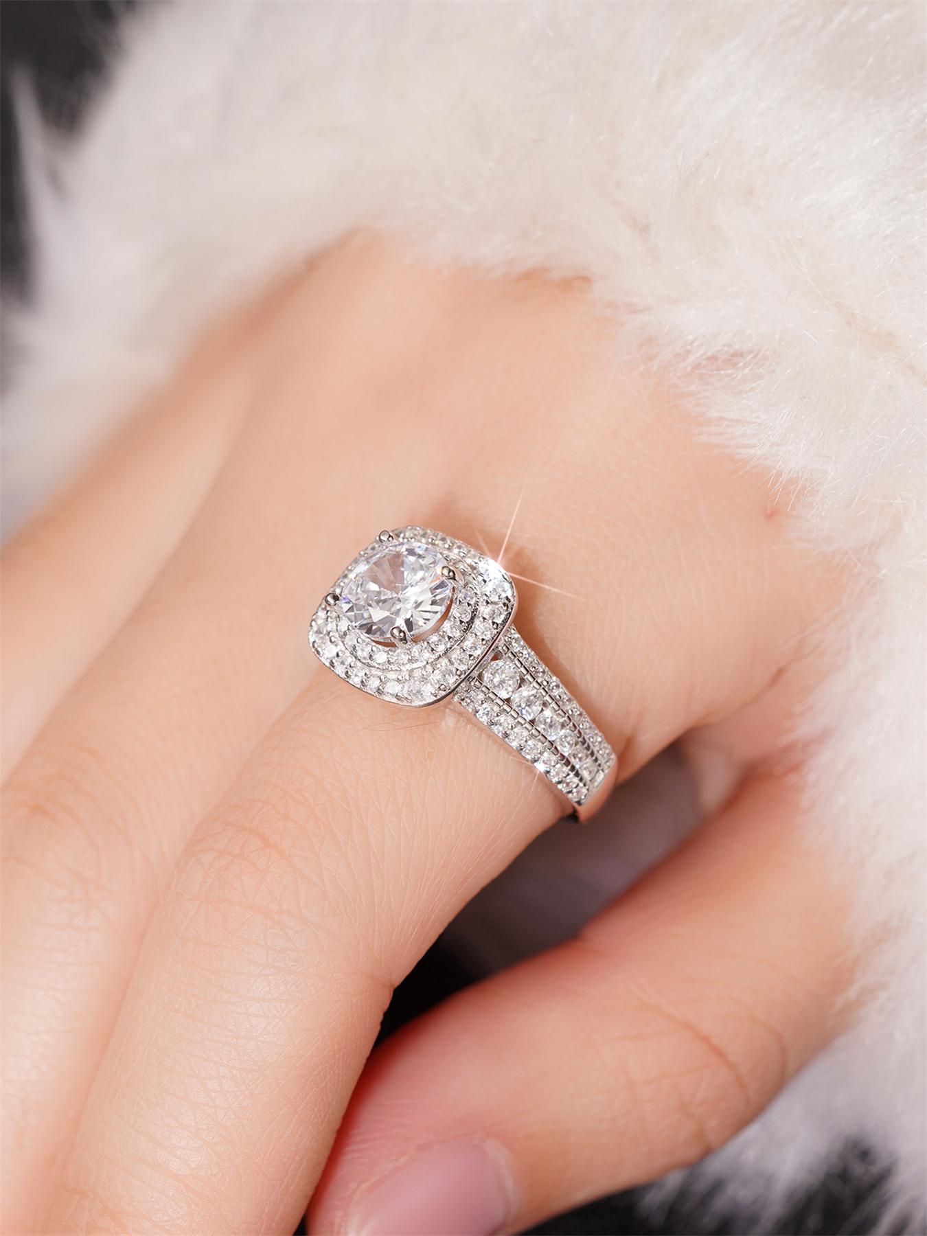 S925 Sterling Silver Fashion Elegant Artificial Diamond Ring, Luxury Jewelry for Women, Trendy All-match & Exquisite Jewelry for Birthday Gift, Artificial Zircon Rings