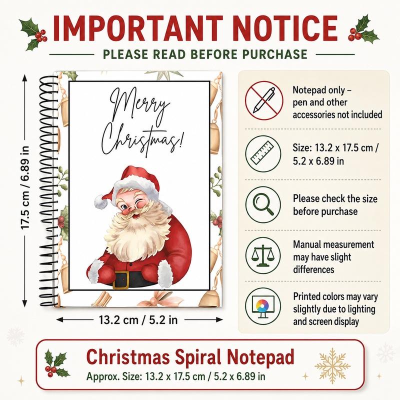 1pc DIY Spiral-Bound Christmas Holiday Gift Card Album with Surprise Pages, Card Keeper, Christmas-Themed Gift Planner Notebook