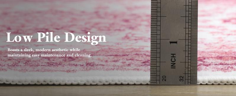 Non-Slip Washable Faux Wool Vintage Boho Rug, Retro Distressed Medallion Carpet 5x7 6x9 ft, Red/Blue Low Pile Soft Mat for Entryway Kitchen Traditional Interiors