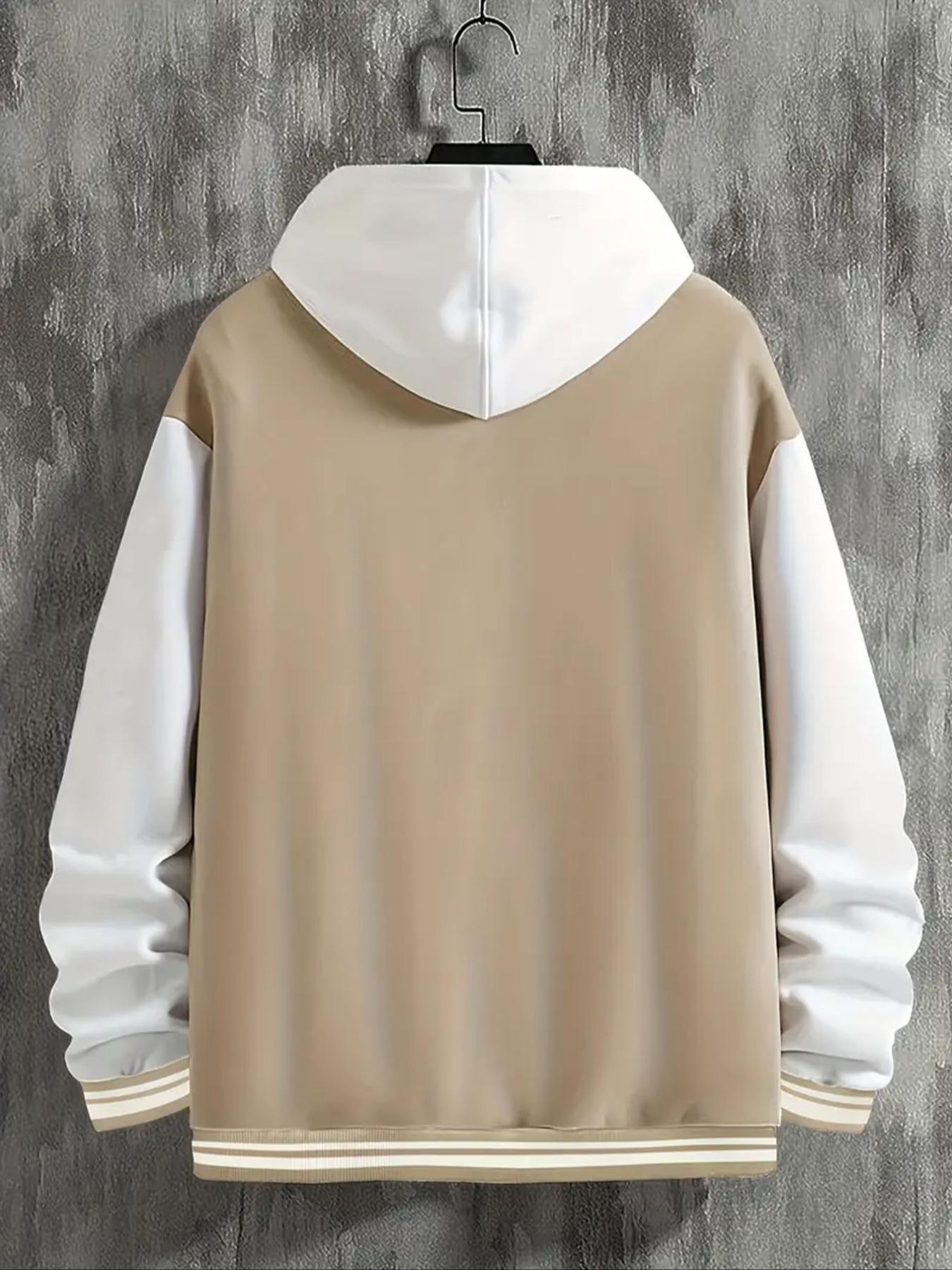 Men's Casual Letter Print Baseball Jacket, Chicago-23 Design, Fitted H-Type, Geometric Pattern, All Seasons Wear, Versatile Net Version