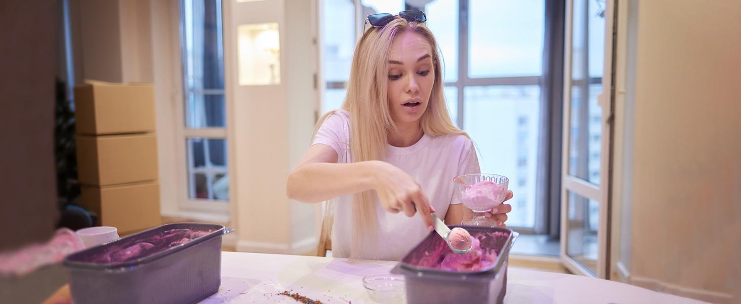 FROSTJOY Heated Ice Cream Scoop Rechargeable Electric Scooper 2 Oz Stainless Steel LED Display IP67 Waterproof Durable for Hard Ice Cream