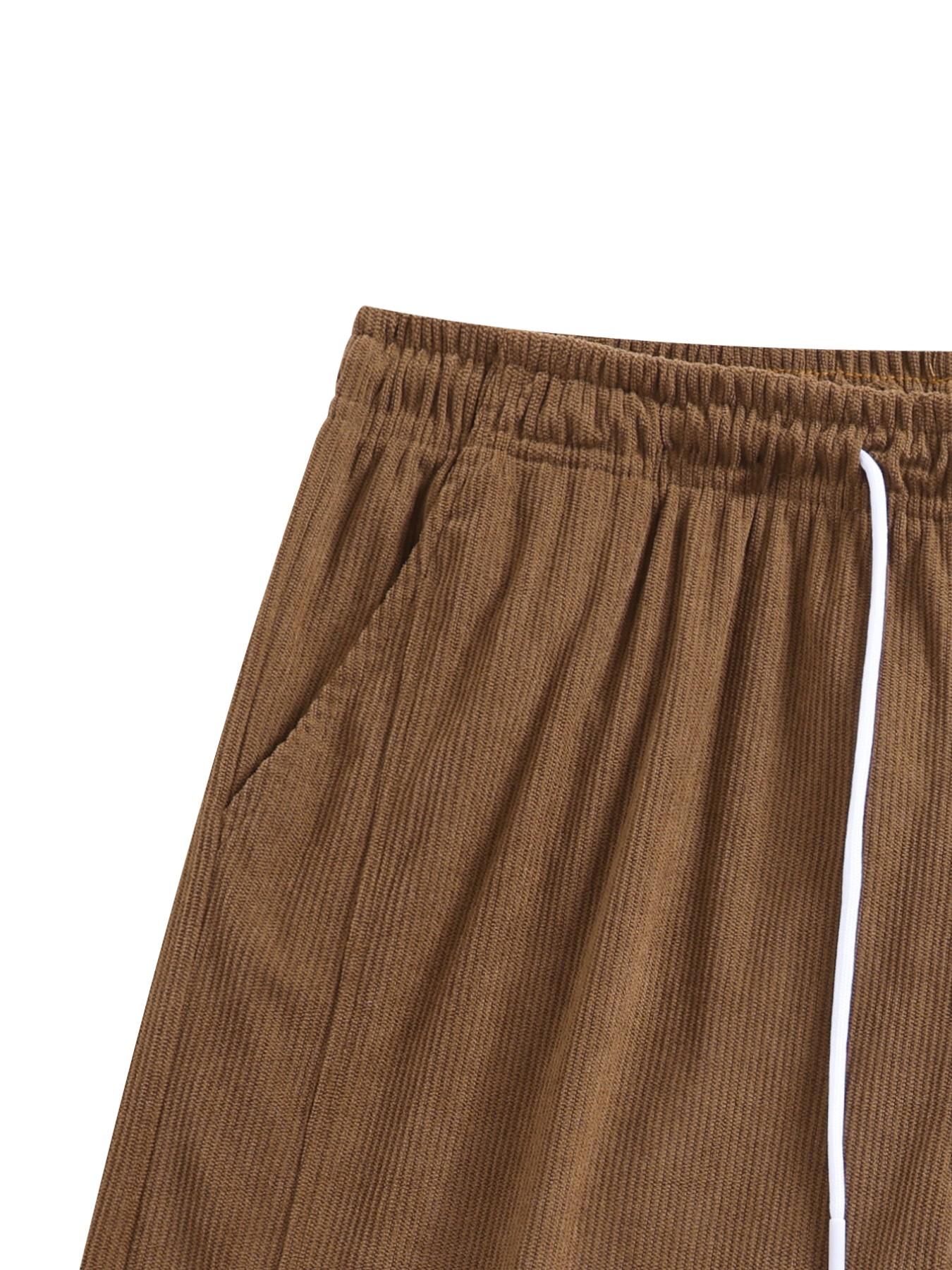 Men's Sporty Casual Shorts, Summer Chenille Elastic Waist Comfortable Breathable, Beach Outdoor Hiking Daily Commute