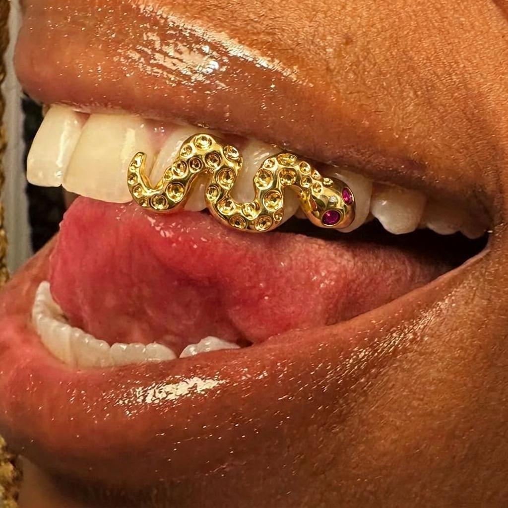 Snake-Shaped Hip-Hop Classic Tooth Dental Accessory, Party Dance Event Decoration, Short Video Shooting Props, Unique Theme Decorations