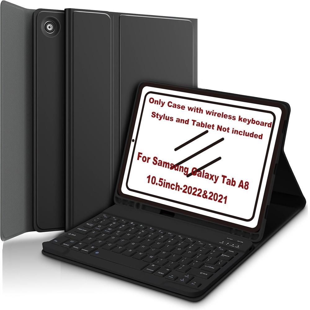 Case for Samsung Galaxy Tab A8 10.5-Inch, Lightweight Vertical Keyboard Cover, Bluetooth-compatible Wireless Keyboard, Protective Cover for Sm-X200/x205/x207