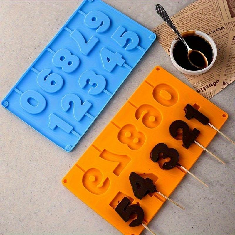 3D Numbers Lollipop Mold - Reusable Cake Candy Snack Baking Mold - Uncharged Kitchen Accessory for Baking Tools