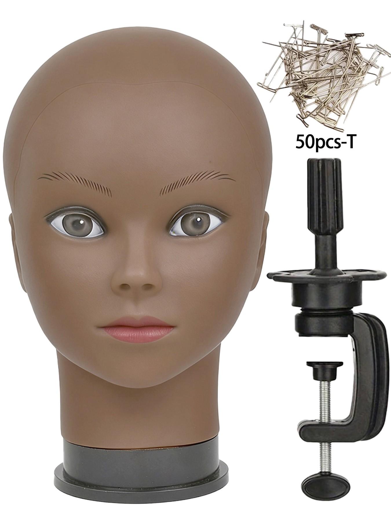 Professional Bald Mannequin Head for Makeup Practice, Wig Display, Hat Helmet Glasses Holder, Includes Free Clip Stand
