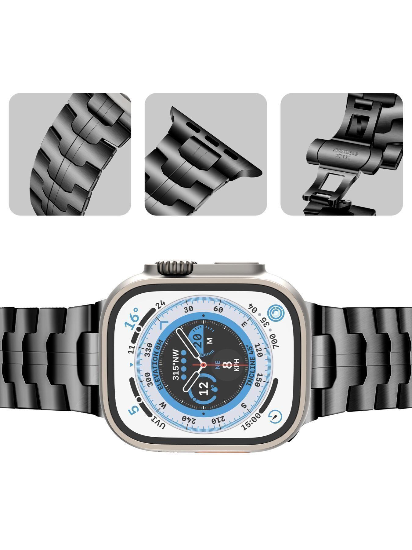 Iron Man Stainless Steel Butterfly Buckle Watch Strap for Apple Watch Series 1-11 and Ultra 2