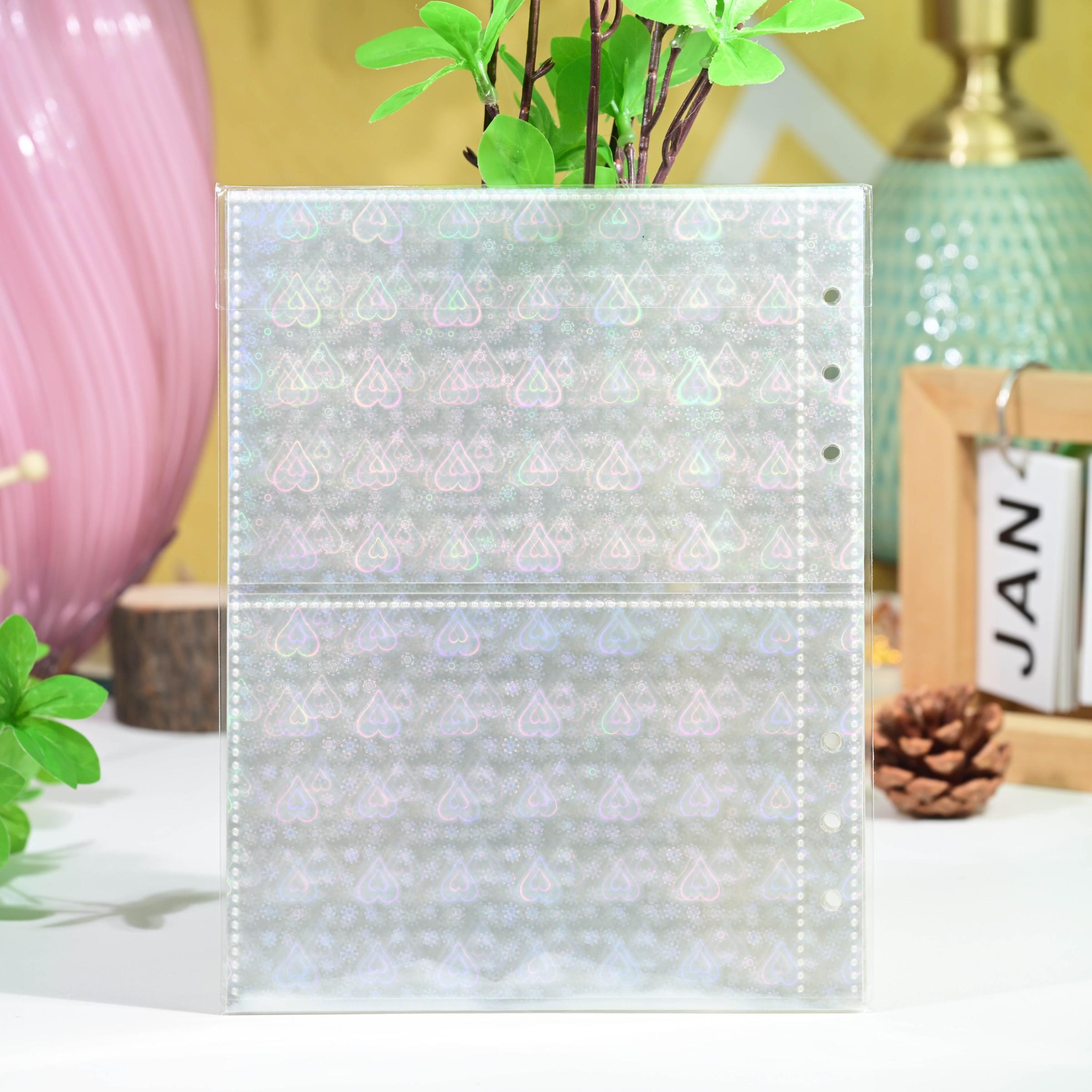 10pcs A5 Laser Transparent PP Photo Album Inserts, 6-Hole Ring Binder Pockets, 1 Slot/2 Slots, Photo Storage, Office Supplies Accessories