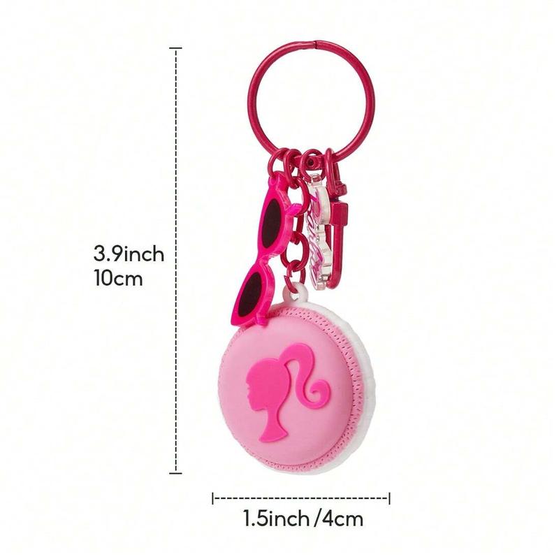 Barbie Kawaii Bag Charms Cute Macaroon Keychain For Key Leather Keychain Holder With Keychain Ring Pendants With Colorful Design For Wallet Keys For Women & Girls Birthday Gift