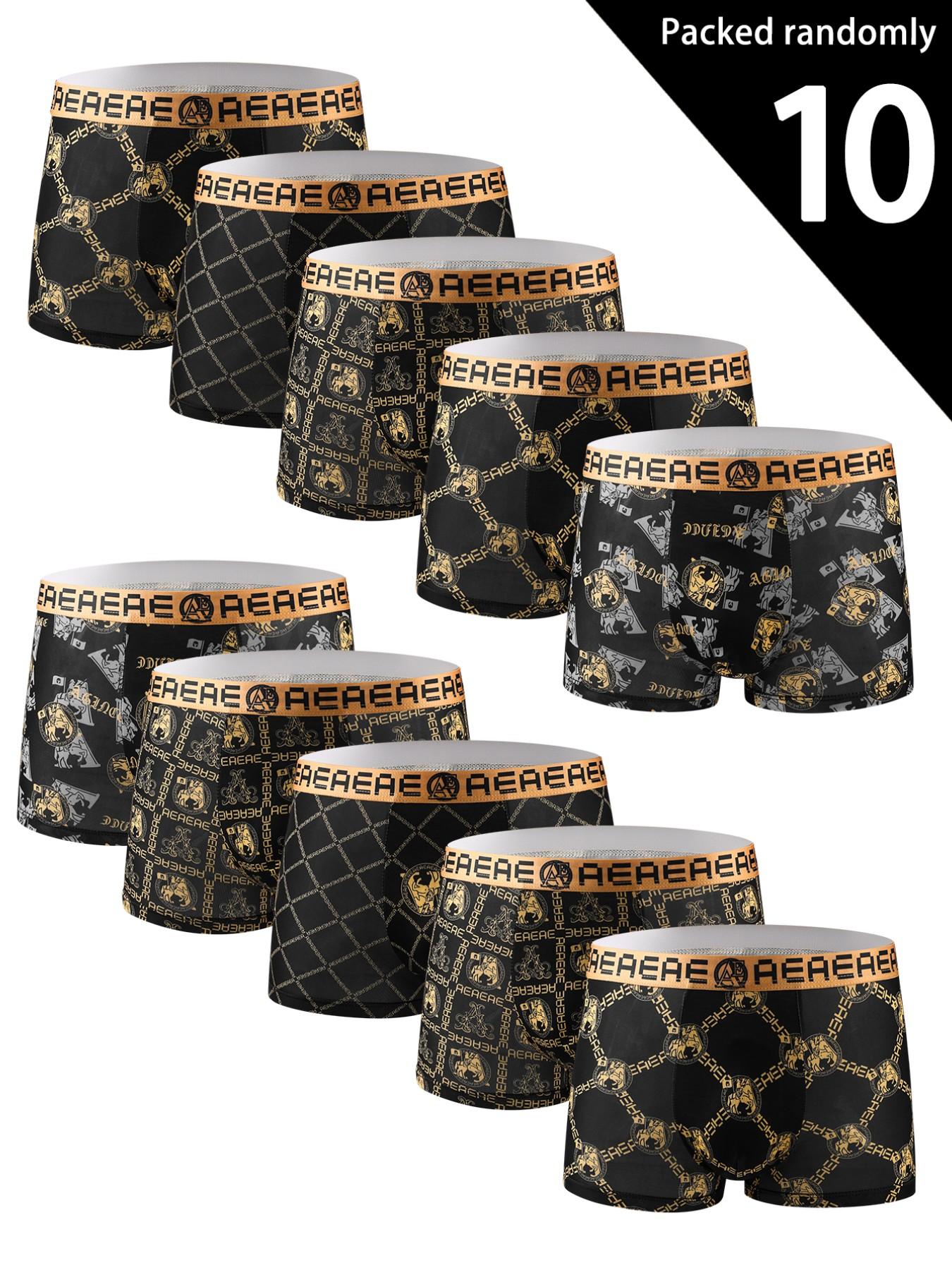 Men's Ice Silk Cool Briefs, Luxury High-End Graphene Inner Panties, Comfortable Soft Stretchy Fitted Four Corner Shorts, Random Geometric Paisley Patterns, Undergarments