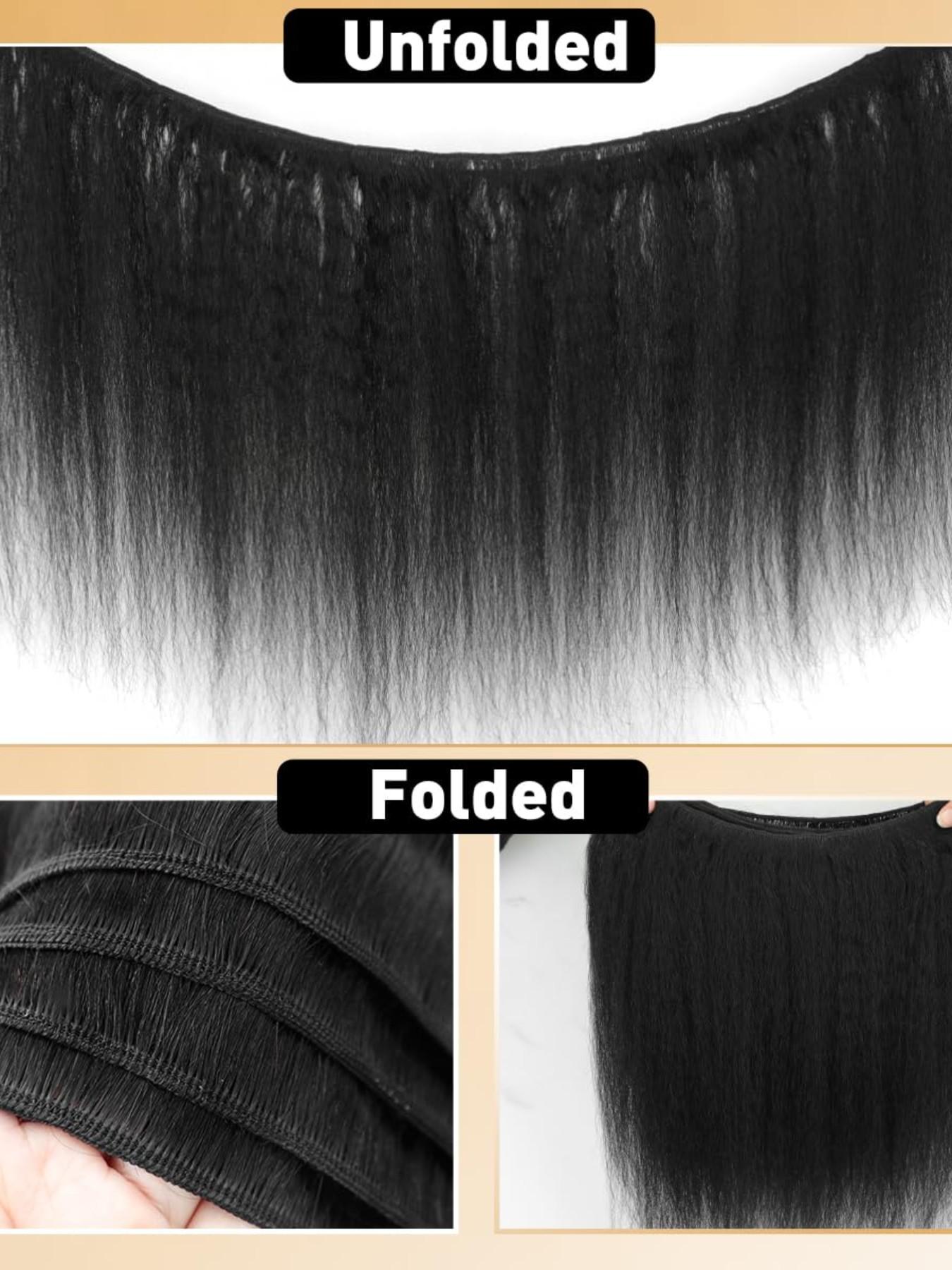 1PC R6-RIKS Natural Black Kinky Straight Human Hair Bundle, Brazilian Hair Weave
