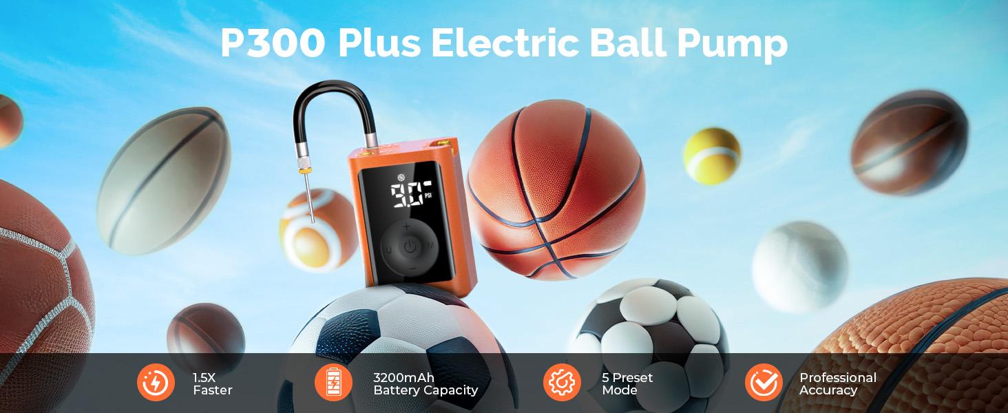 Etenwolf Electric Ball Pump 3200mAh, Auto Stop & Deflate, ±0.3 PSI Gauge for Basketball, Soccer & Volleyball – Precision Inflation, No More Guessing, Standby for 2 Years (Vivid Orange) Portable