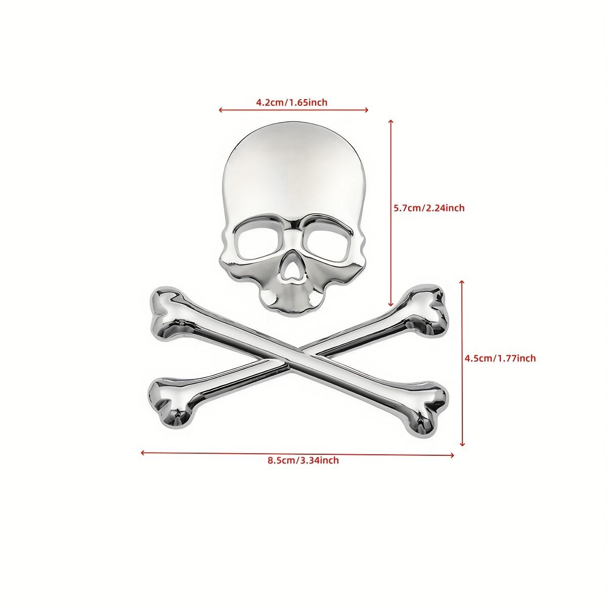 3D Metal Skull Emblem Sticker, Universal Car Sticker for Car Motorcycle, Compatible with Bumper Hood, Fits Bike Cruise Scooter, Halloween Decoration, Multipurpose Car Decal