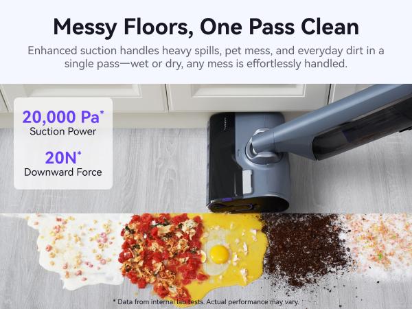 NARWAL S30 Pro Wet Dry Vacuum Cleaner with 20000Pa Suction, Cordless Vacuum Mop for Hard Floors, Tangle-Free Hair-Cutting, 180° Lie Flat, 194°F Self-Cleaning, Disposable Waste Bag, Edge Cleaning