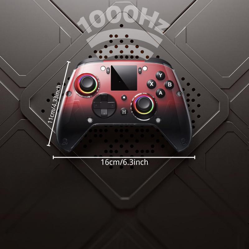 Wireless Gaming Controller with Interactive Screen, 1000Hz Polling Rate, Hall Joysticks & Triggers, 4 Programmable Buttons, Compatible with PC, Switch1, PS4, iOS, Android, New Year's gift, Valentine's Day gift