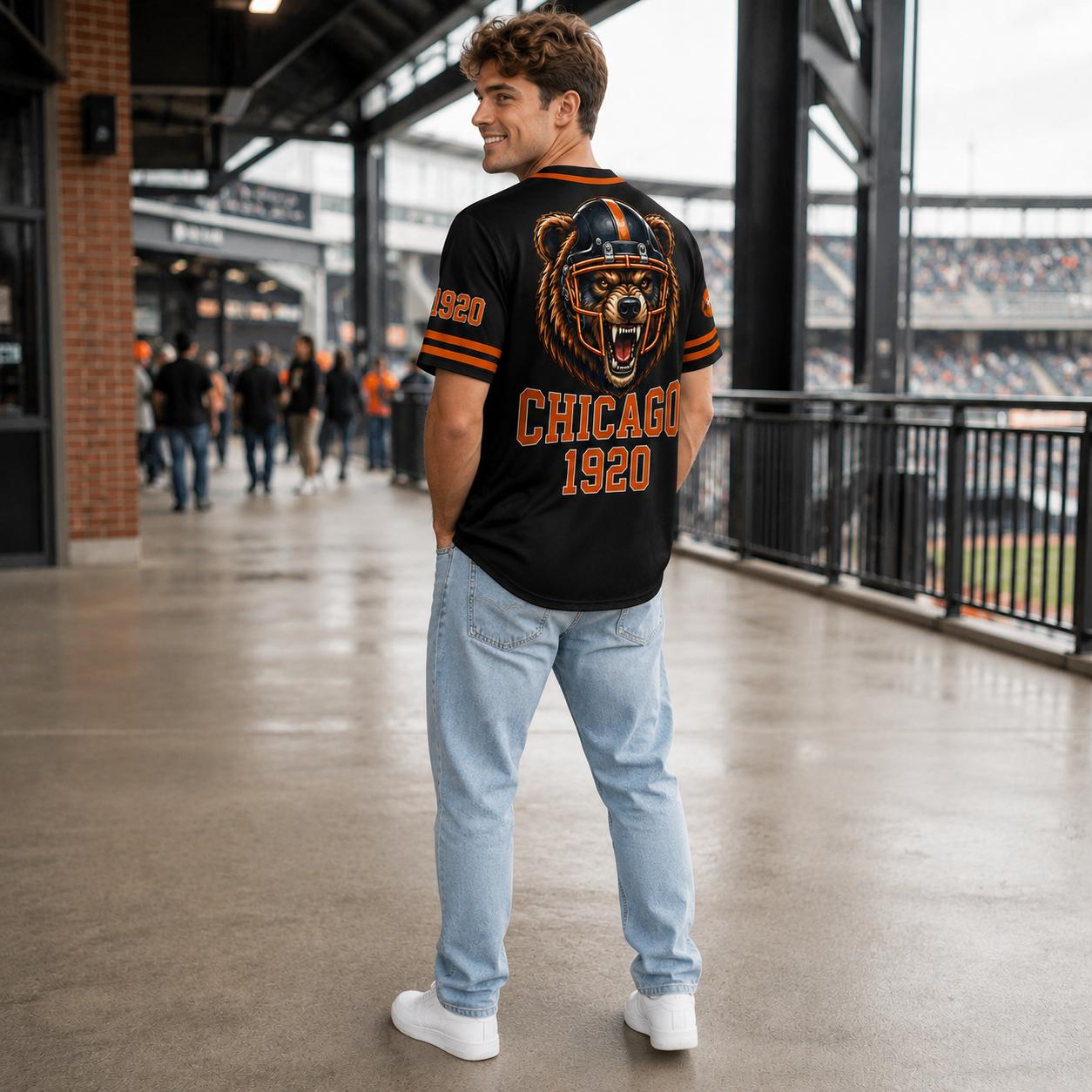 Unisex Regular Fit Button Front Football Team Baseball Jersey, Short Sleeve Game Wear Game Day Top for Football Lovers, Black/Orange/Navy Sport Casual Everyday Outfit - Multiple Colors Available