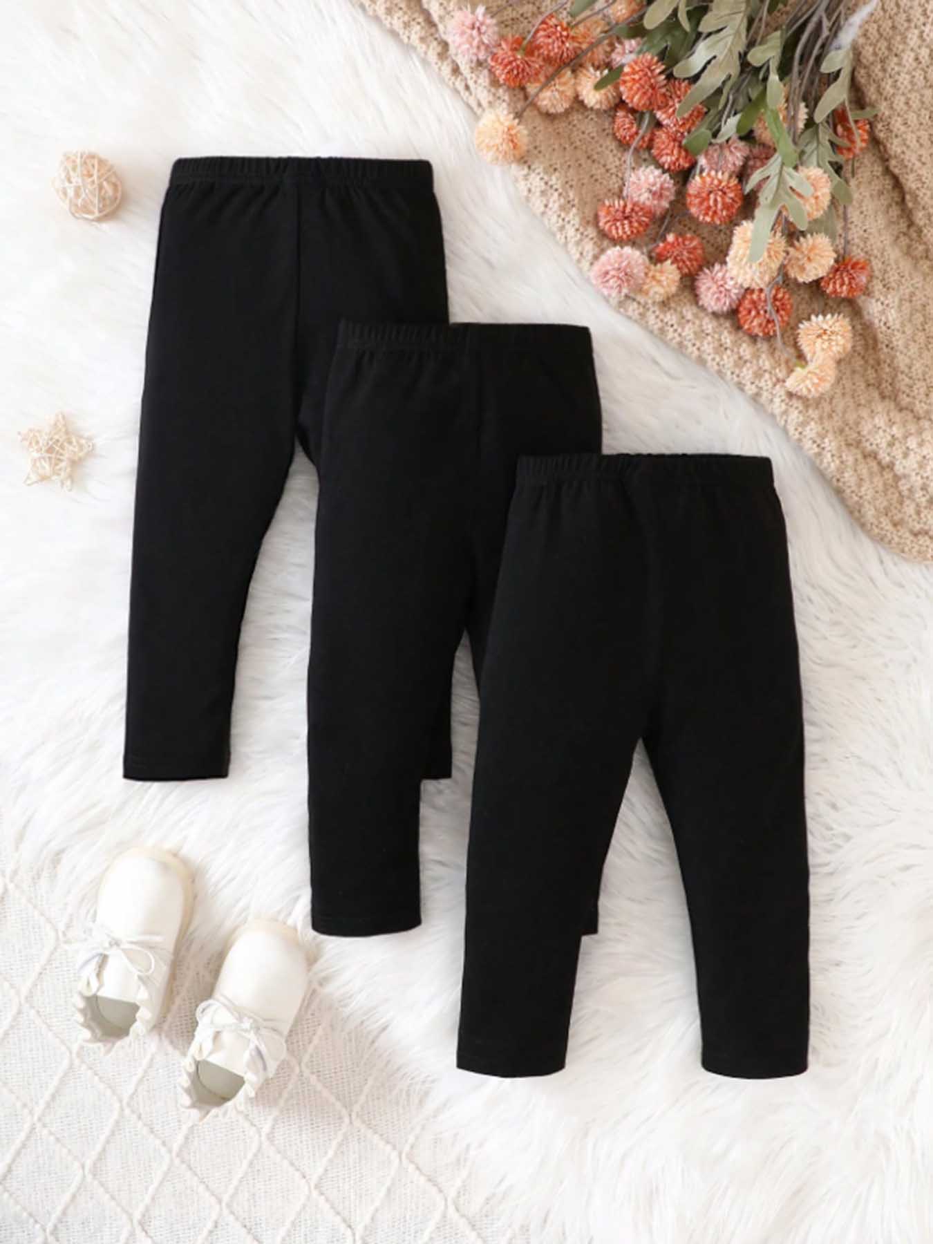 3-Pack Toddler Girls' Knit Warm Bottoms, Fall Winter Soft Simple Versatile, Casual Comfortable Kids Clothing, All Seasons Fitted Style