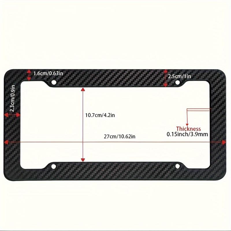 2PCS Carbon Fiber License Plate Frame Set - Stylish Black Finish, SecureFit Mounting For Front & Rear, Rust-resistant, With Noise-Canceling Rattle Proof Pads And Premium Screw Caps, U. S. Area License Plate Frame