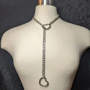 Personality Lariat Heart Necklace Stainless Steel Slip Chain Slipchain Choker Collar Punk Rock Heavy Cuban Long Chain For Unisex
