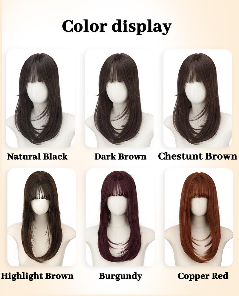 【ORSUNCER HAIR] Dark Brown Hair Toppers for Women with Thinning 3D 360° Cover Clip in Wispy Bangs Upgraded Adjustable Bandage 18 Inch Long Layered