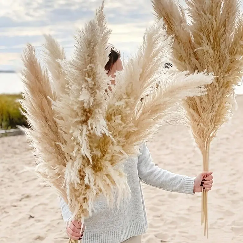 38.58inch 16pcs Fluffy, Large Natural Dried Flowers Bouquet, Boho Home Decor, Gift, Country Wedding Flowers Decorations Pampas Grass Bouquet Home Living Room Wedding Party Decoration