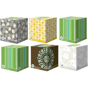 Plus Lotion Facial Tissues, Cube, 6 Boxes (56 Count Each)
