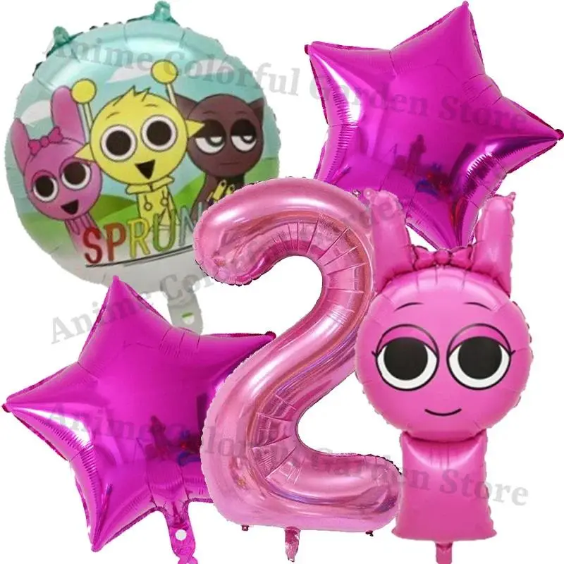 7pcs Sprunki Birthday Balloons Set for Boys Girls Anime Cartoon Decoration Balloon Kids Party Balloons Baby Shower Supplies Gift