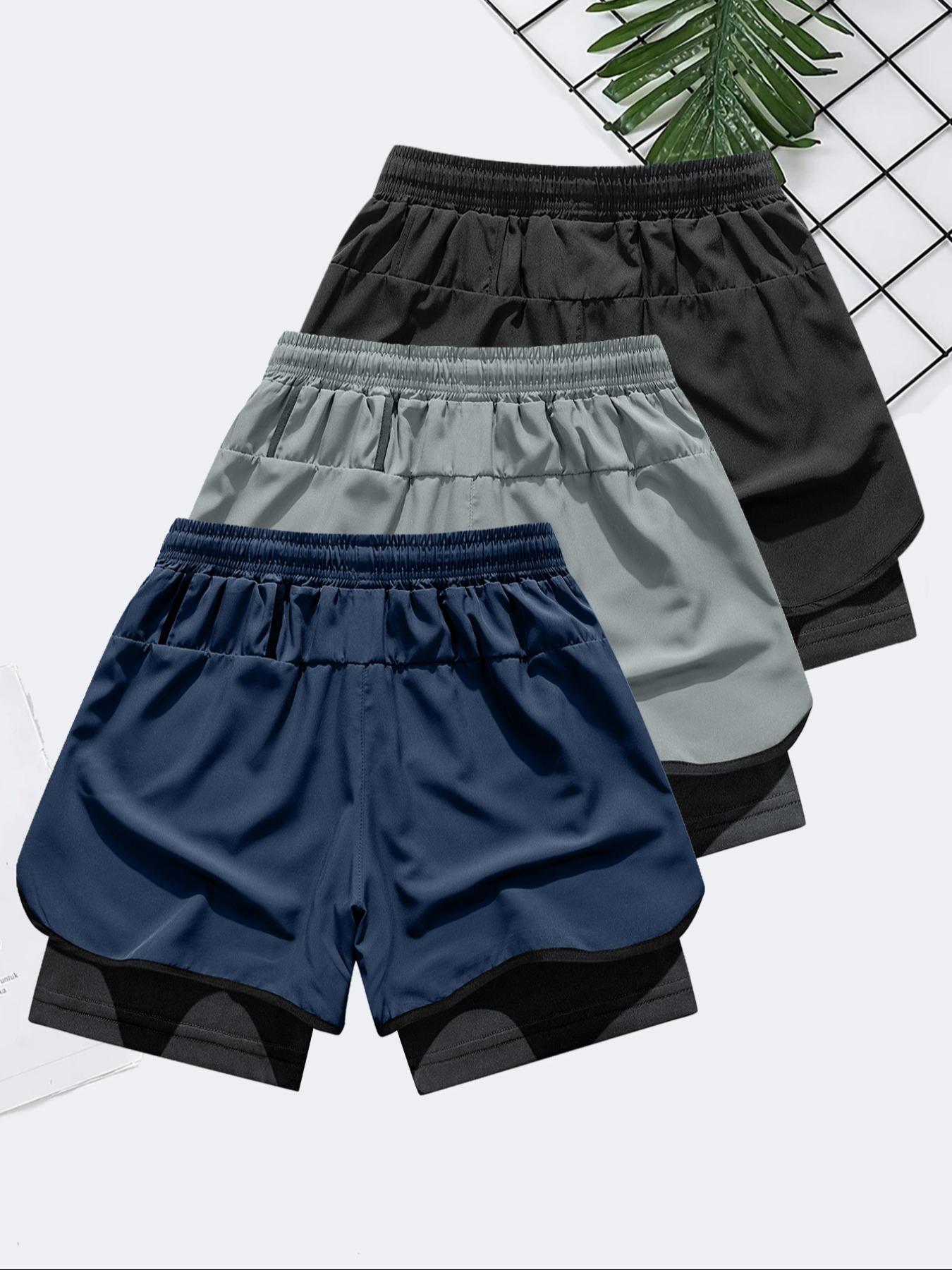 Men's Letter & Bull Head Print 2 in 1 Double Layer Drawstring Waist Gym Shorts, Regular Fit Casual Comfortable Breathable Quick Drying Anti Exposure Pocket Shorts for Gym Workout Running, Men's Bottoms for Summer SpringStatements