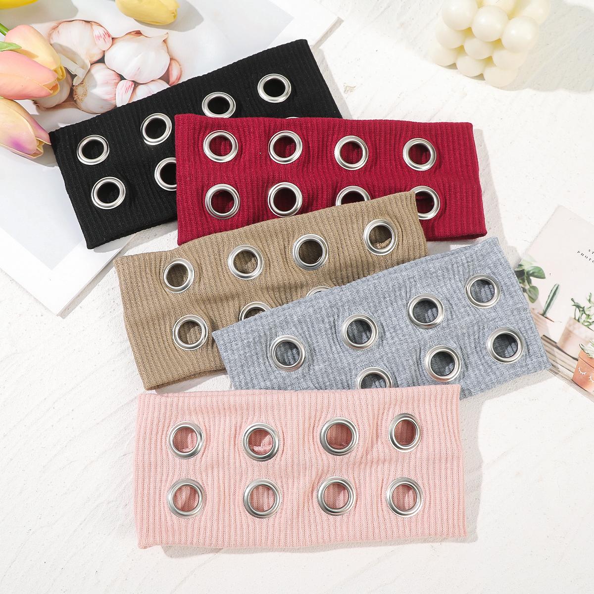 AWAYTR Buy One Get One Free Y2K Punk Girl Punk Grunge Hollowed Out Eyelets Elastic Wide Headband Fashion Rock Gothic Sports Headbands Hair Accessories