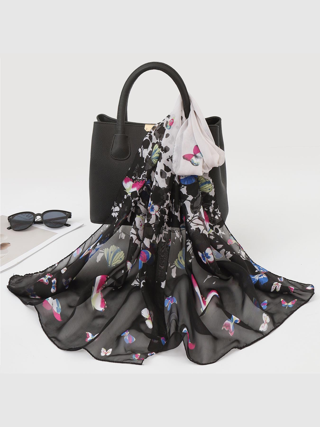 Long Chiffon Scarf, Boho Style, Loose-Fitting, Random Print, All Seasons, Mother's Day Gift, Korean Fashion, Sun Protection Shawl