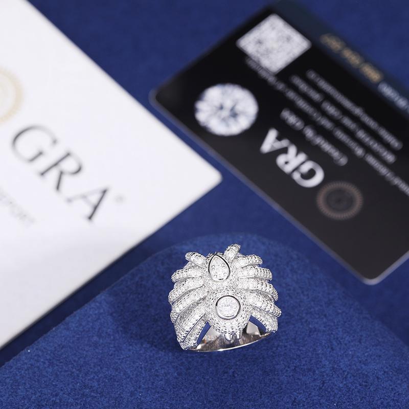 【#R296 】S925 Sterling Silver Cut Synthetic Moissanite Ring Animal Spider Ring Suitable for Men and Women Hip Hop Jewelry Gift