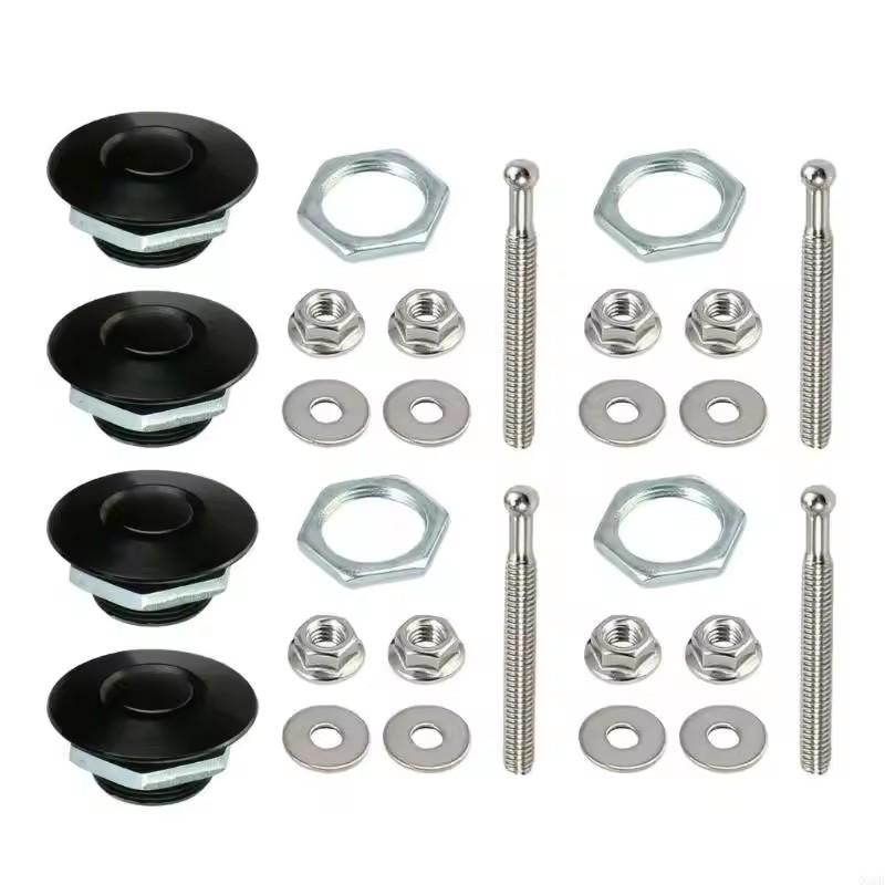 4pcs Universal Aluminum Push Button Billet Quick Release Car Front Bumper Hood Pin Engine Bonnet Lock Latch Clip Body Kit