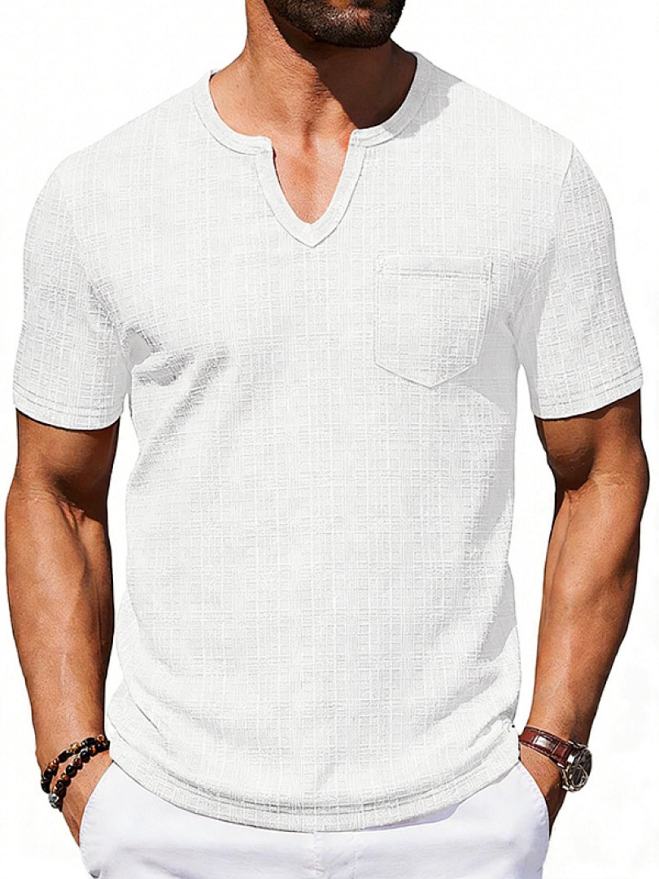 Men's Summer V-Neck Short Sleeve T-Shirt, Breathable Loose Fit Quick-Dry Top, Casual Street Style, Ideal for Daily Wear