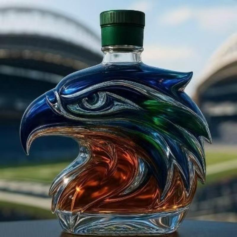 Hand-Painted Seagull Team Maker's Mark Whiskey Bottle, 350ML Glass Cup, Collectible Wine Bottle, New Arrival, Perfect for Collection