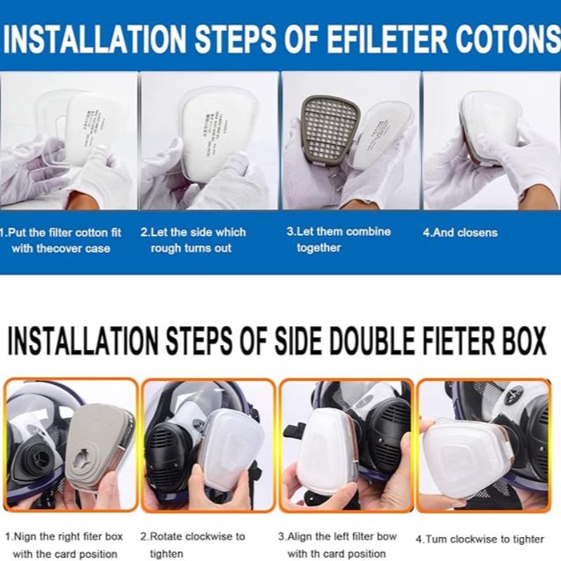 17 in 1 Full Face Respirator, Respirator Mask, Reusable Protective Face Cover with Adjustable Strap Widely Used in Organic Gas, Anti-Dust, Paint Sprayer, Chemical, Woodworking (Eye Protection)