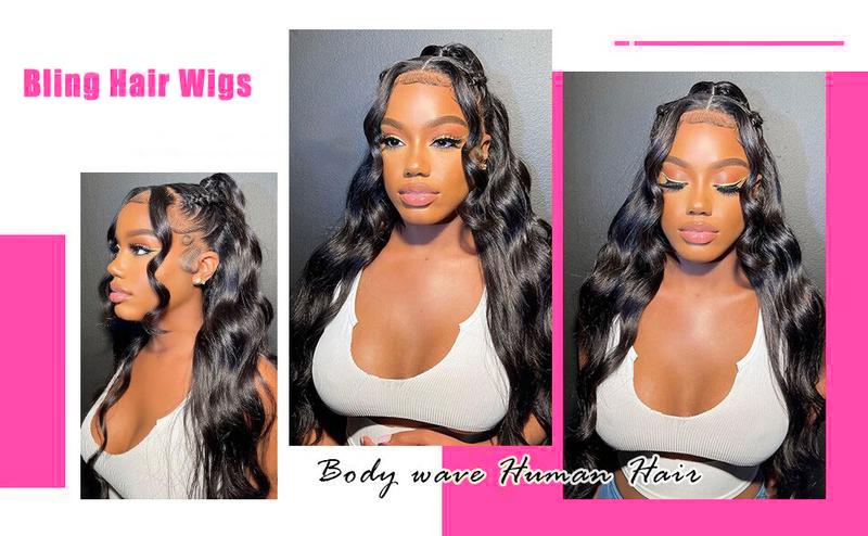 Bling Hair 32inch Body Wave 13x6 HD 13x4 Transparent Lace Front Wigs 360 Swiss Lace Human Hair No Mixing for Black Women 180 Density with Baby Hair Natural Hairline #TikTokShopBlackFriday