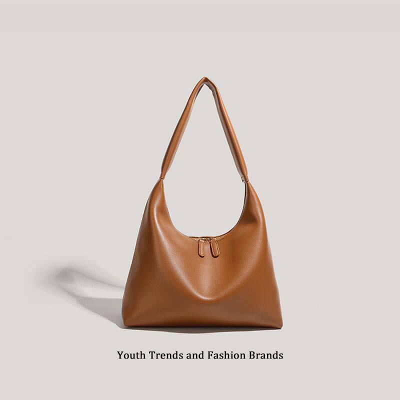 Korean Style Tote Bag, Soft Leather Durable Large Capacity, Vintage Dumpling Shape, Perfect for Commuting and Travel, Unique Design