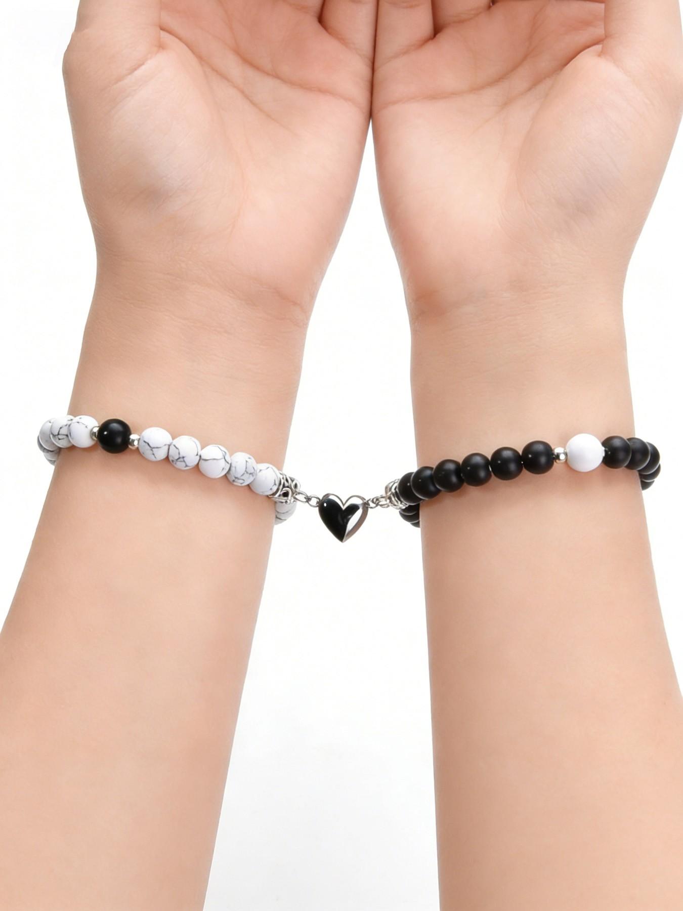 Matching Agate Magnetic Love Bracelets for Couples, Healing Stone Energy, Secure Magnet Clasp, Ideal for Daily Wear or Anniversary Surprise